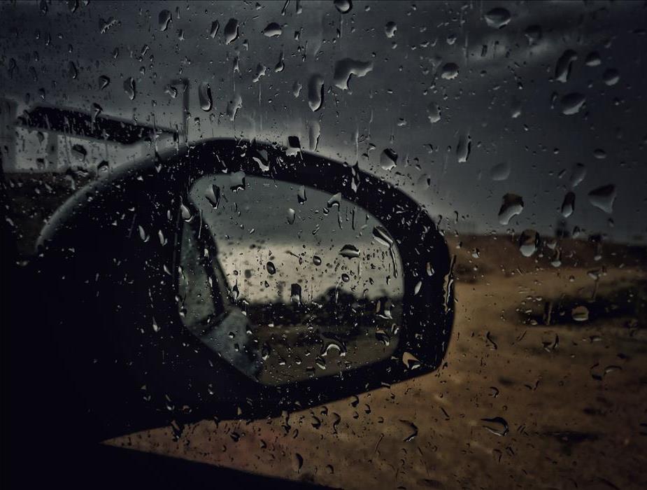Storm view from a car.